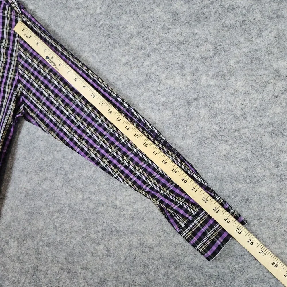 Peter Millar Men's Dress Shirt Size Medium Embroidered Duck Purple‎ & Gray Plaid